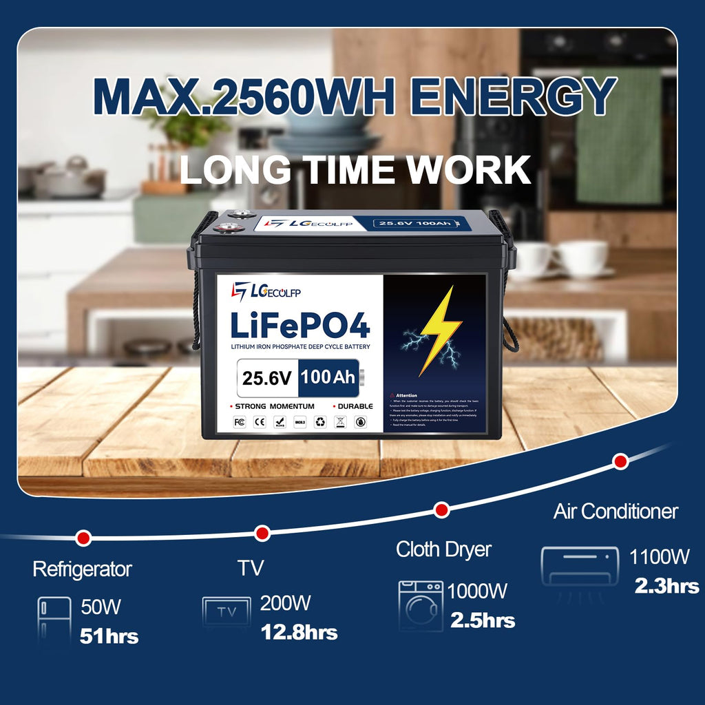 24V 100Ah LiFePO4 Battery with 100A BMS I8018