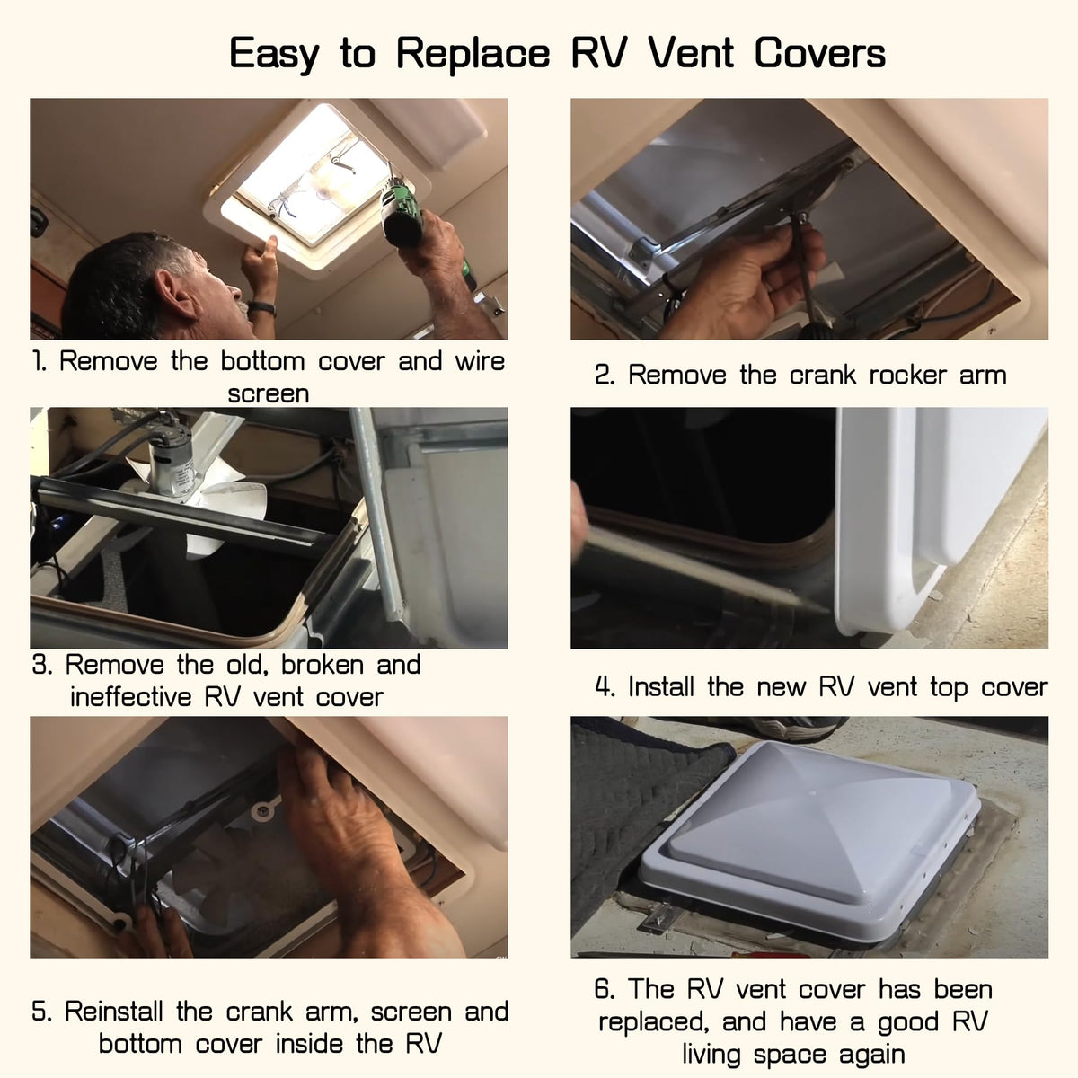 14" White Plastic Square RV Roof Vent Cover F374