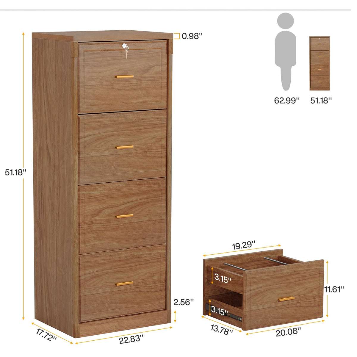 4 Drawer File Cabinet with Lock S2532