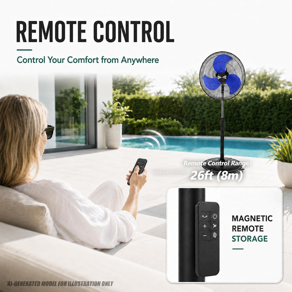 20 Inch Oscillating Pedestal Fan with Remote Control O721720