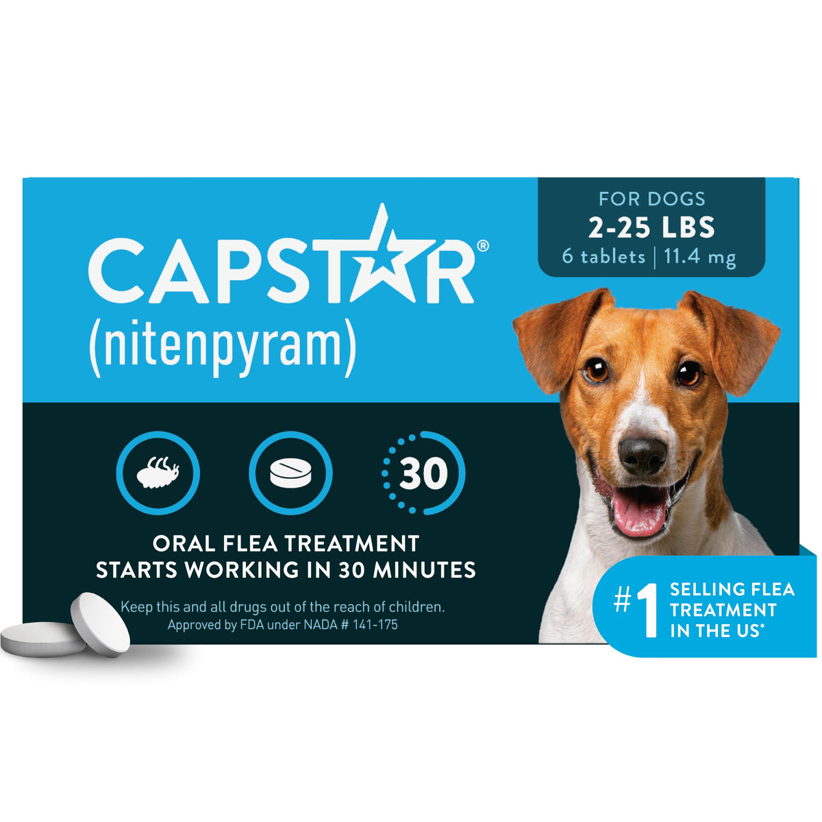 Oral Flea Tablets Dogs 2-25 lbs, Nitenpyram, 6-Dose E899