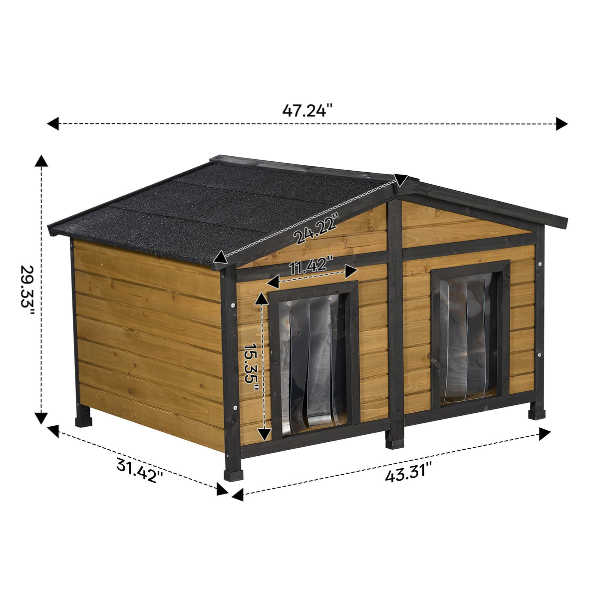 Large Wooden 2-Tier Rabbit Cage with Waterproof Roof K793783