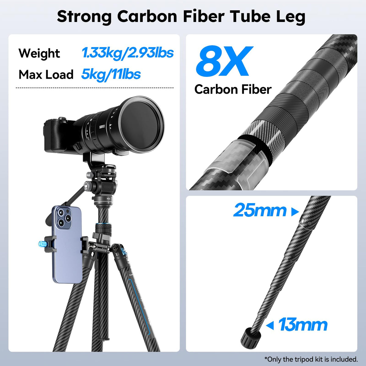 Carbon Fiber Camera Tripod with Fluid Head S825419