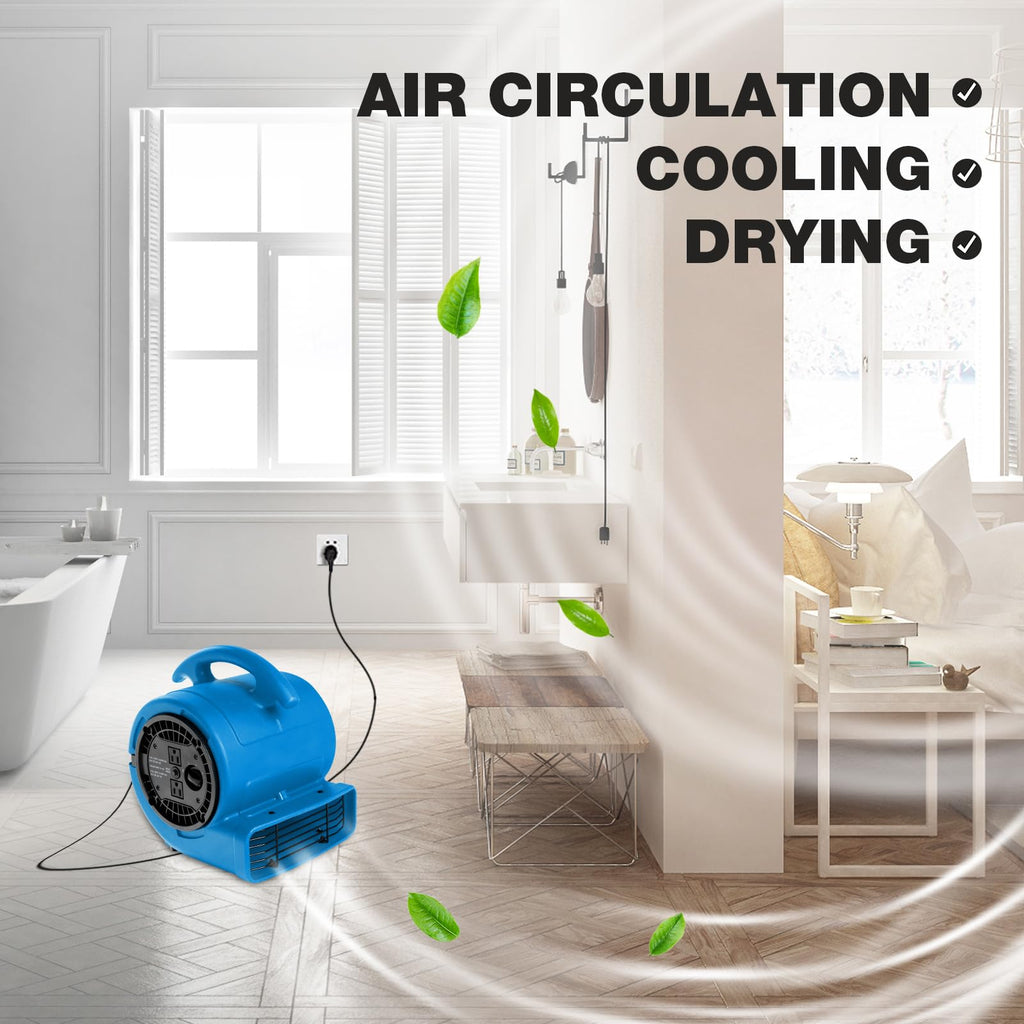 1/5hp 800cfm 3-Speed Air Mover Blower Fan with Dual Outlet U9090