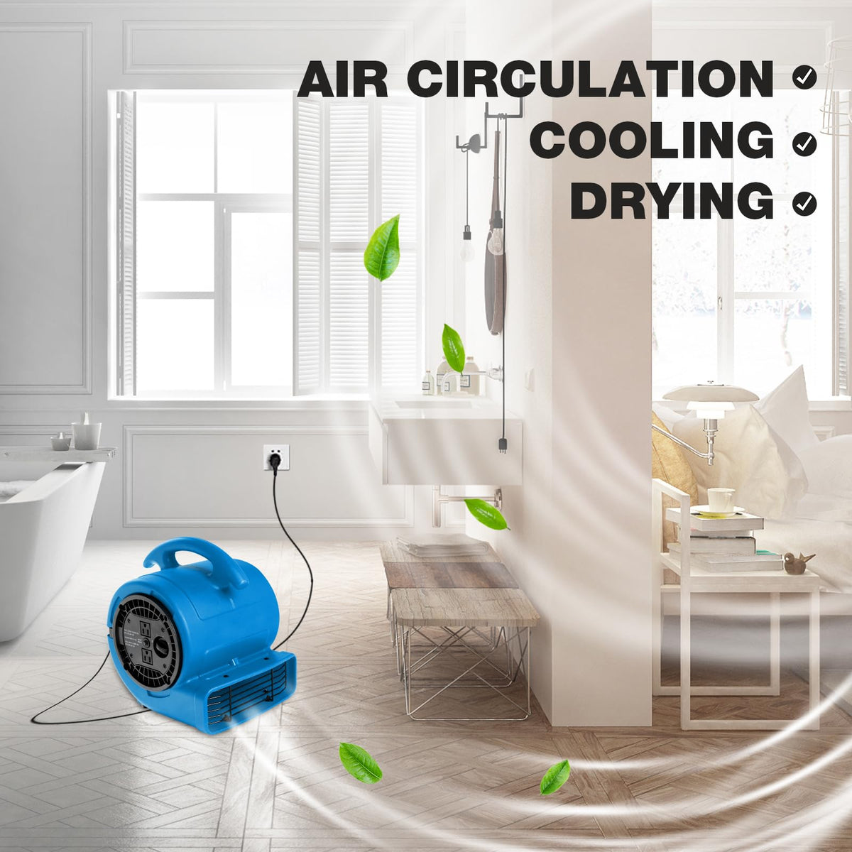 1/5hp 800cfm 3-Speed Air Mover Blower Fan with Dual Outlet U9090