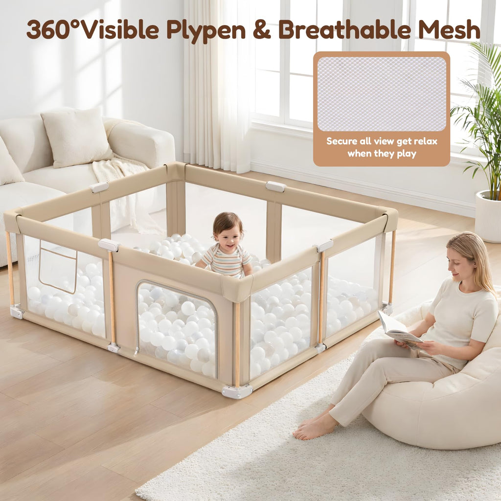 Foldable Baby Playpen with Mat, Mesh and Storage Bag Z609