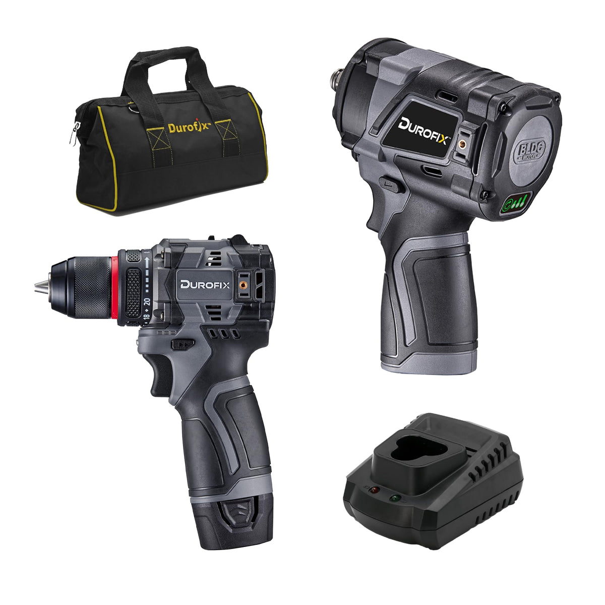 12V Brushless Cordless Combo Kit 1/2" Impact Wrench & 3/8" Hammer Drill H2127