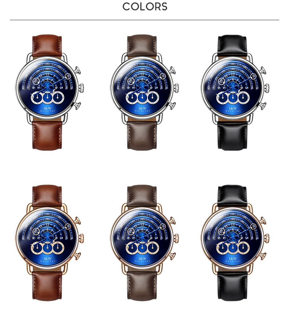 Men’s Chronograph Watch Leather Strap 41MM Quartz F338854