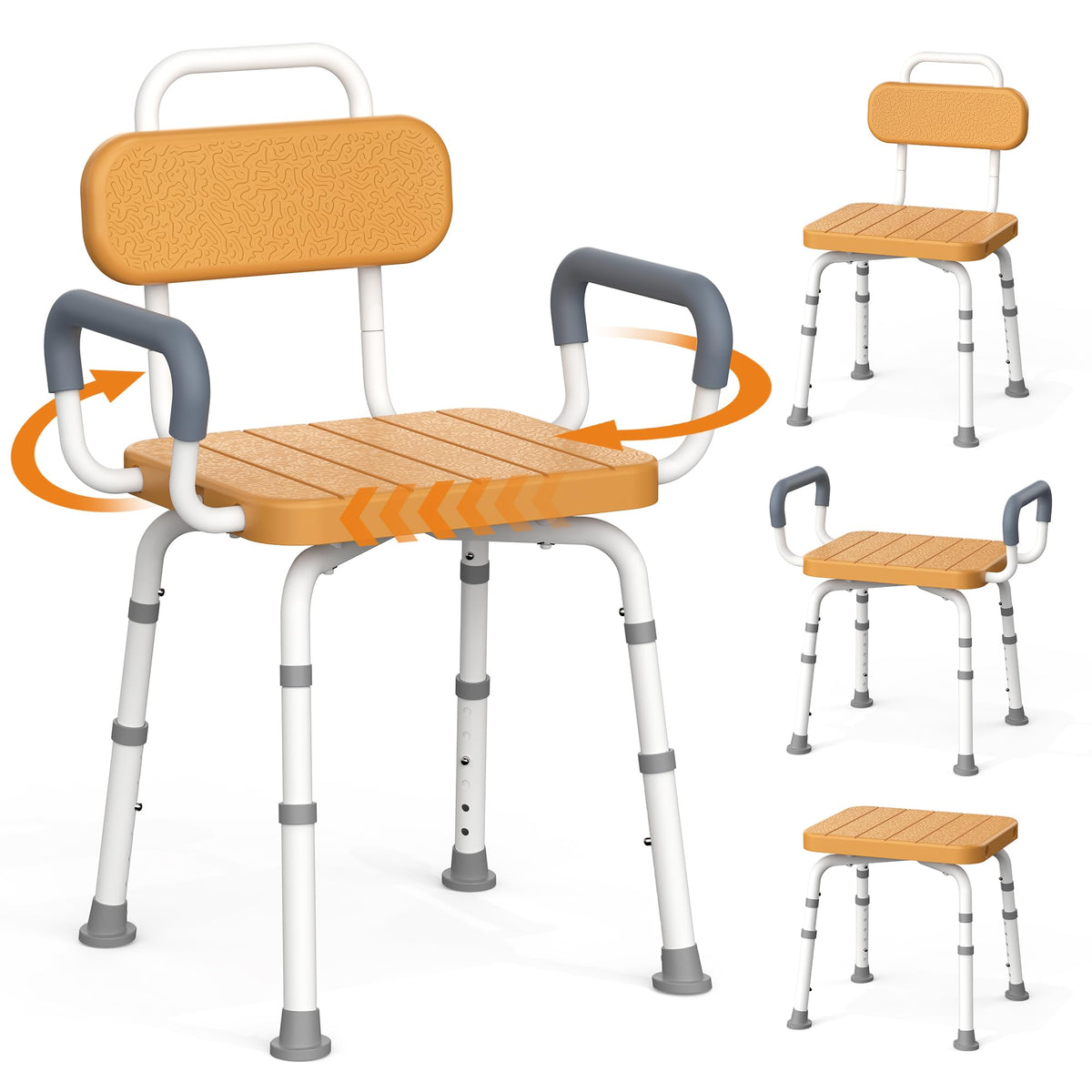 Swivel Shower Chair with Removable Arms & Back O2013