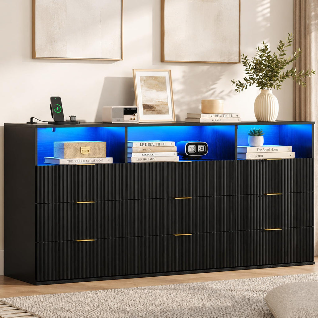 9 Drawer Dresser with 3 Open Cubbies F304