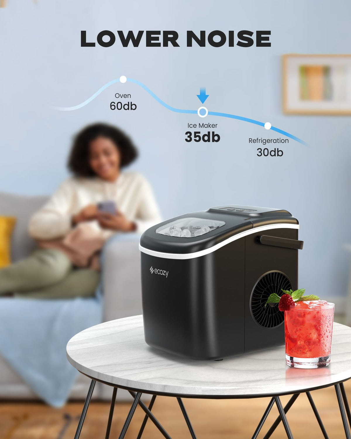 Countertop Ice Maker with Carry Handle, 26lbs/24Hrs I164