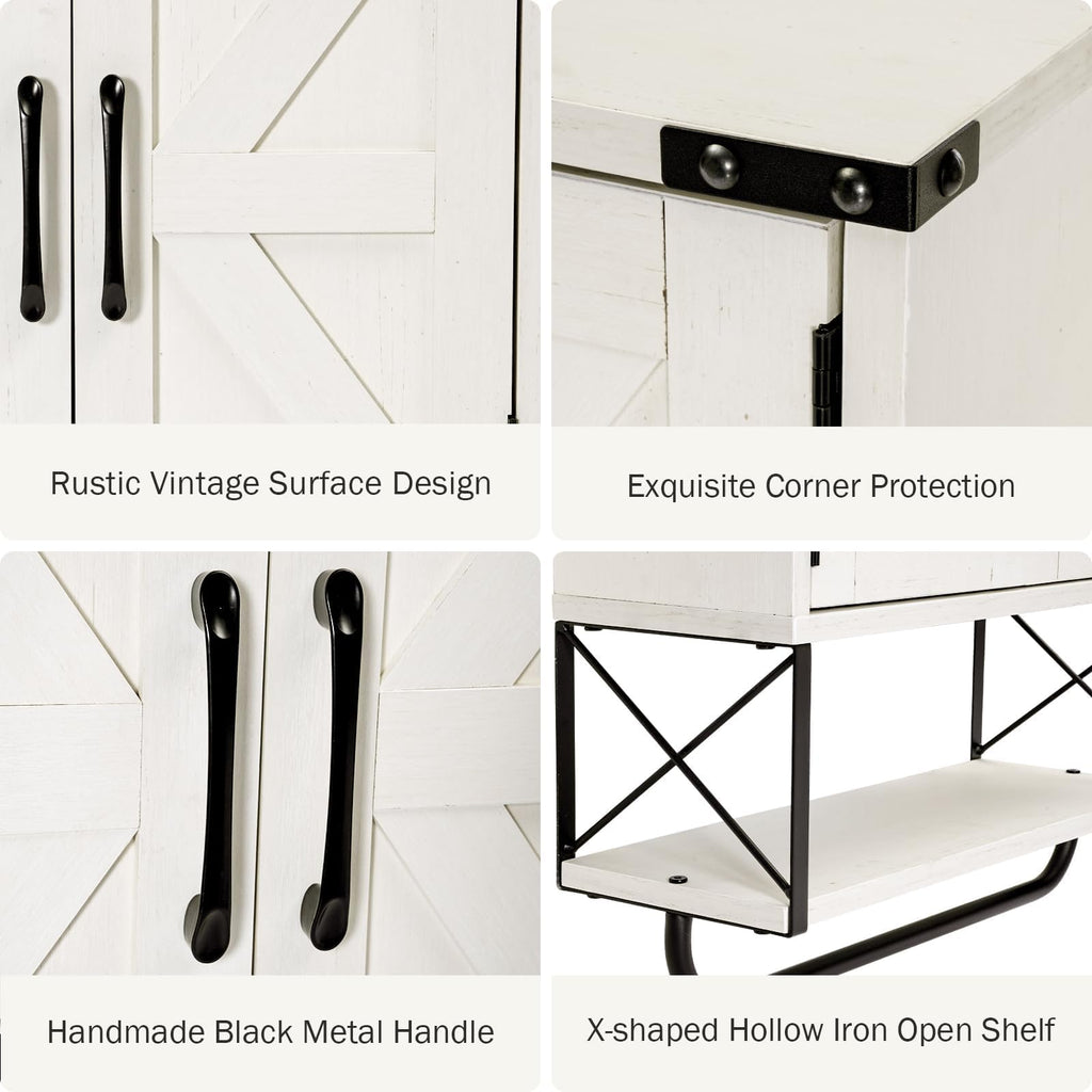 Medicine Cabinet with 2 Barn Door & Towel Bar Rack M27301