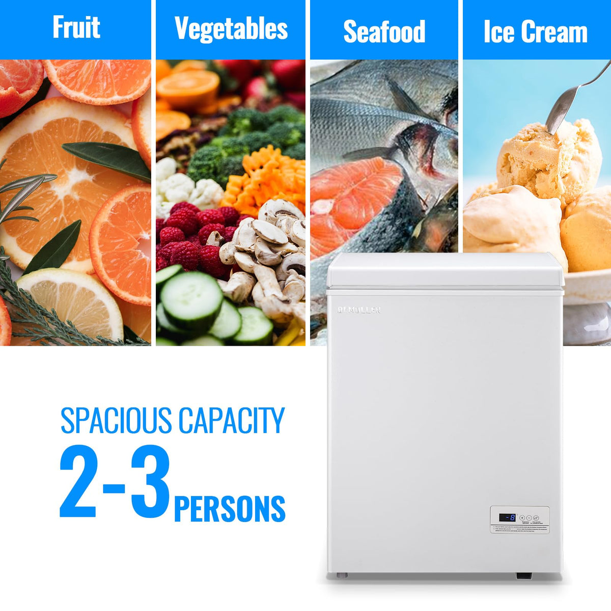 3.5 CU.FT White Chest Freezer with Two Removable Baskets B5635