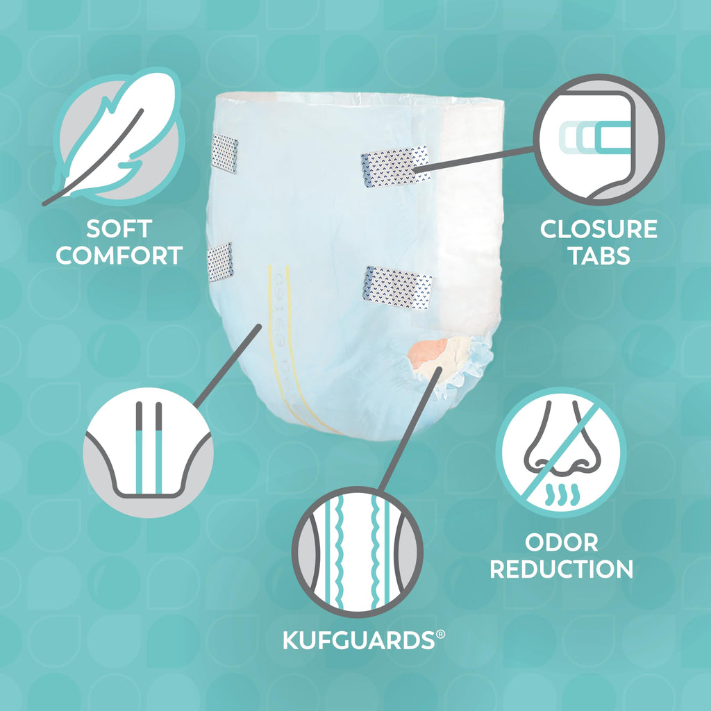 Heavy Adult Diapers with Tabs, Large, 12 Ct N327769