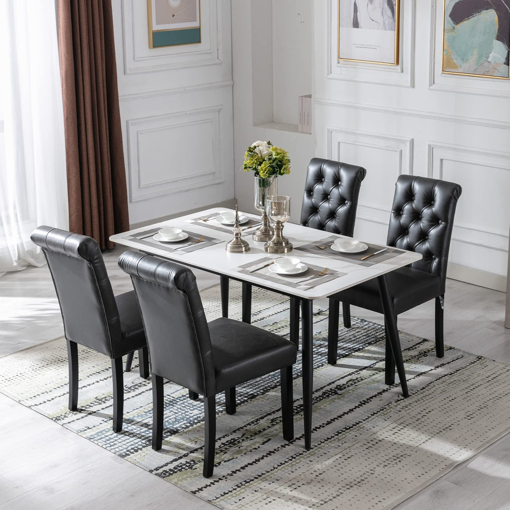 Black PU Leather Upholstered Dining Chairs Set of 4 U403402