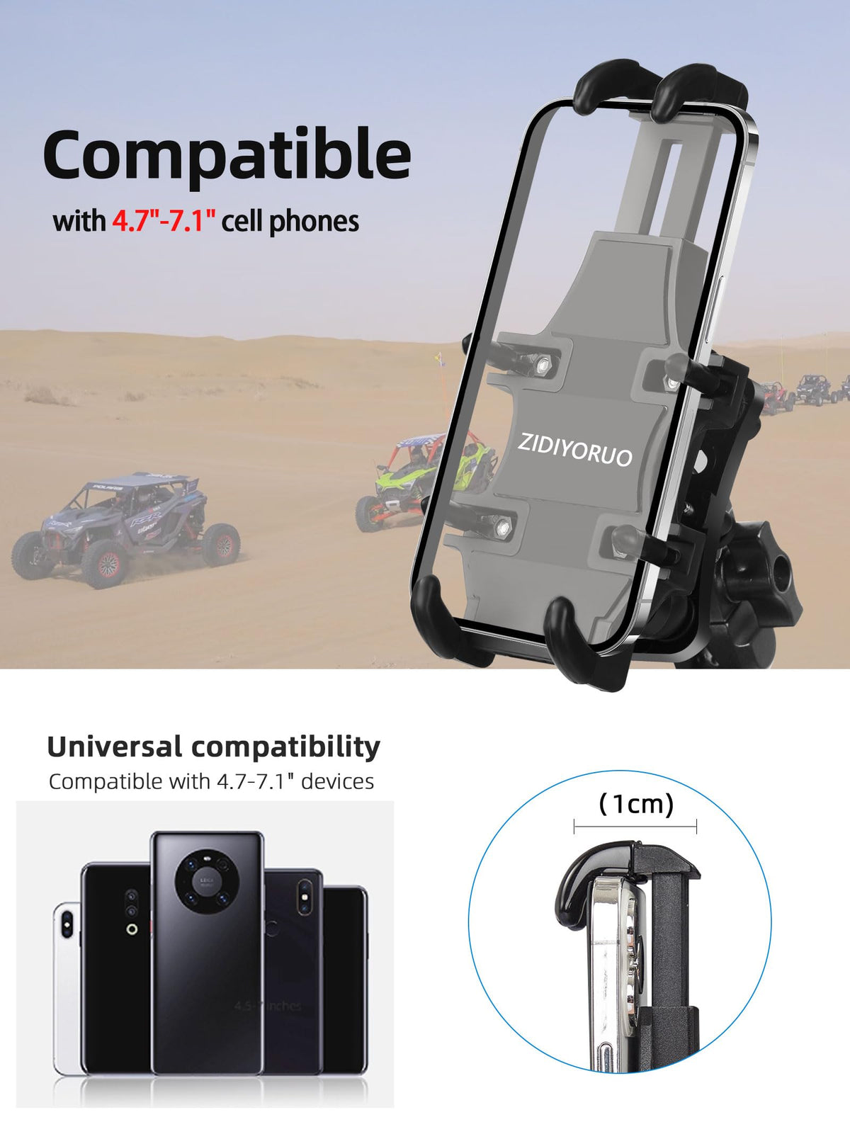 UTV Phone Mount Holder with Vibration Dampener F9509