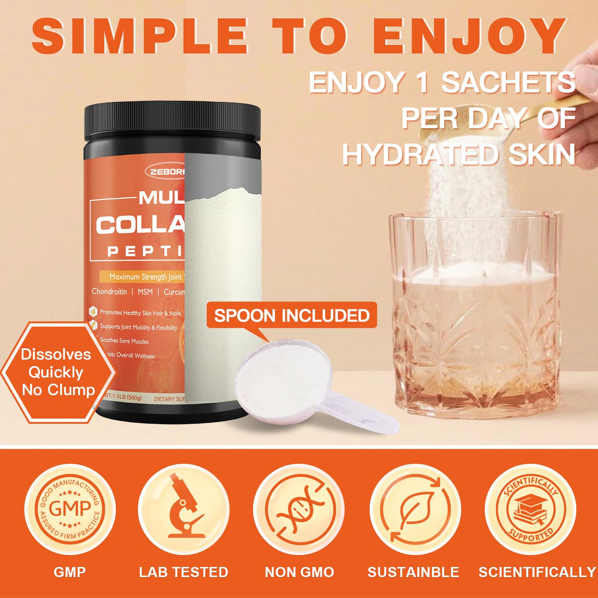 Multi Collagen Peptides Powder with MSM & CS I883