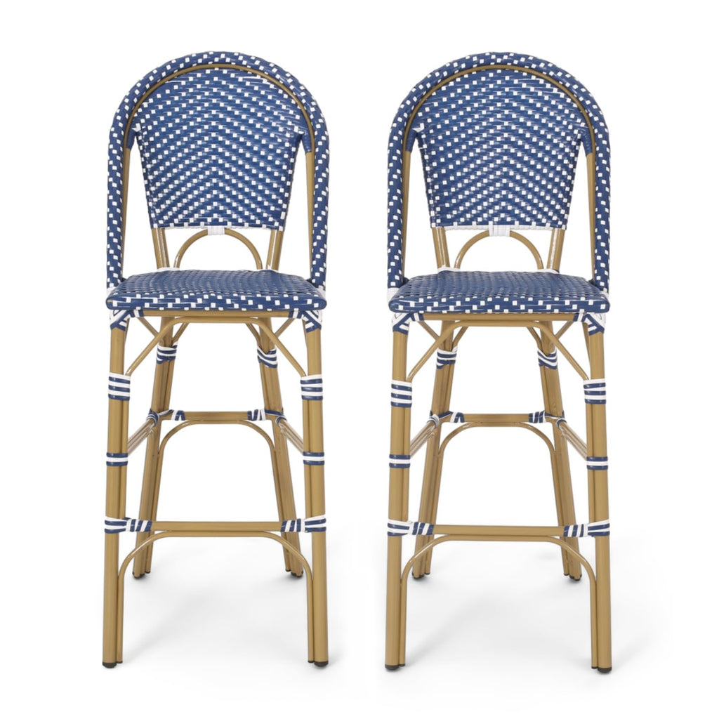 Set of 2 PE Rattan Weave Bar Stools O90097