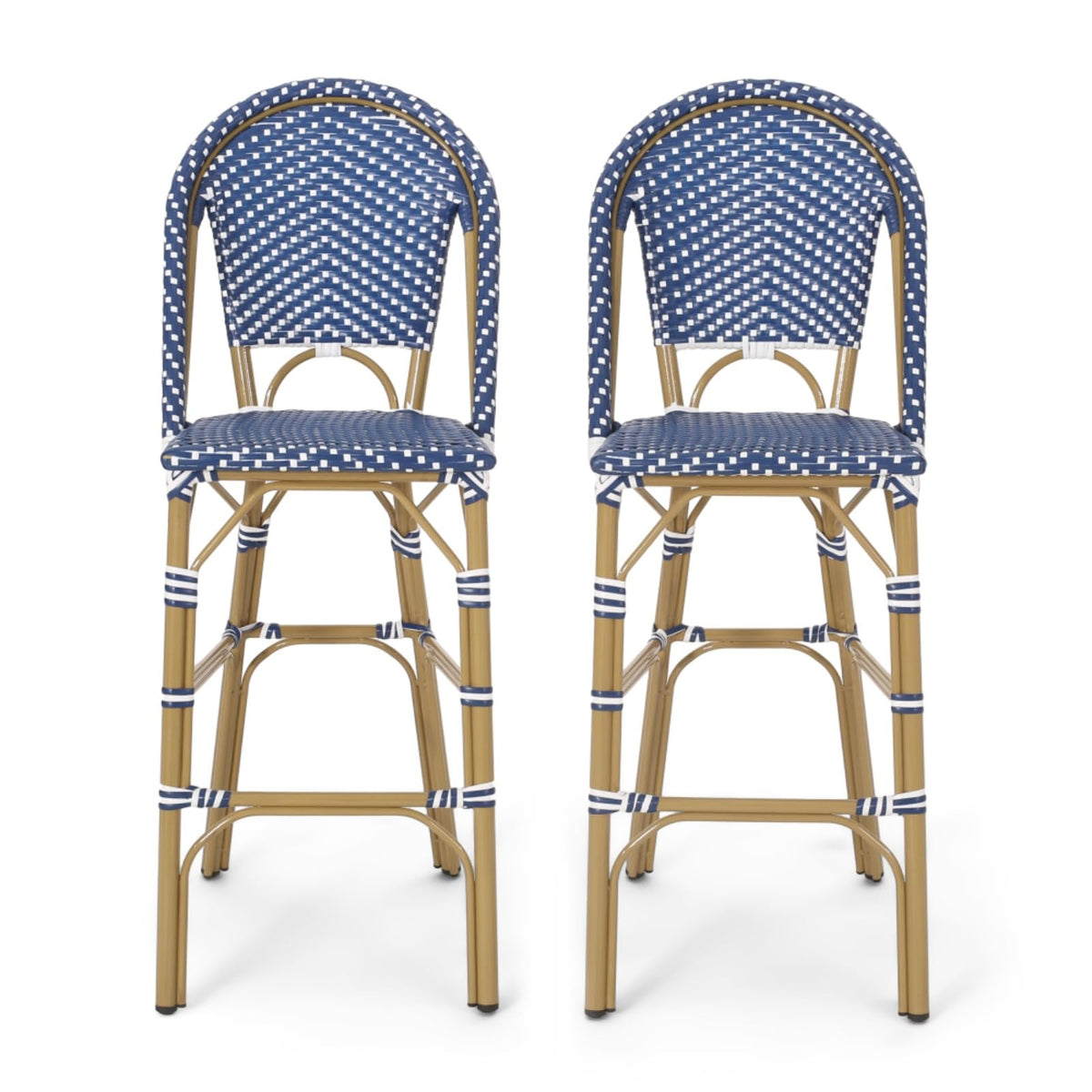 Set of 2 PE Rattan Weave Bar Stools O90097