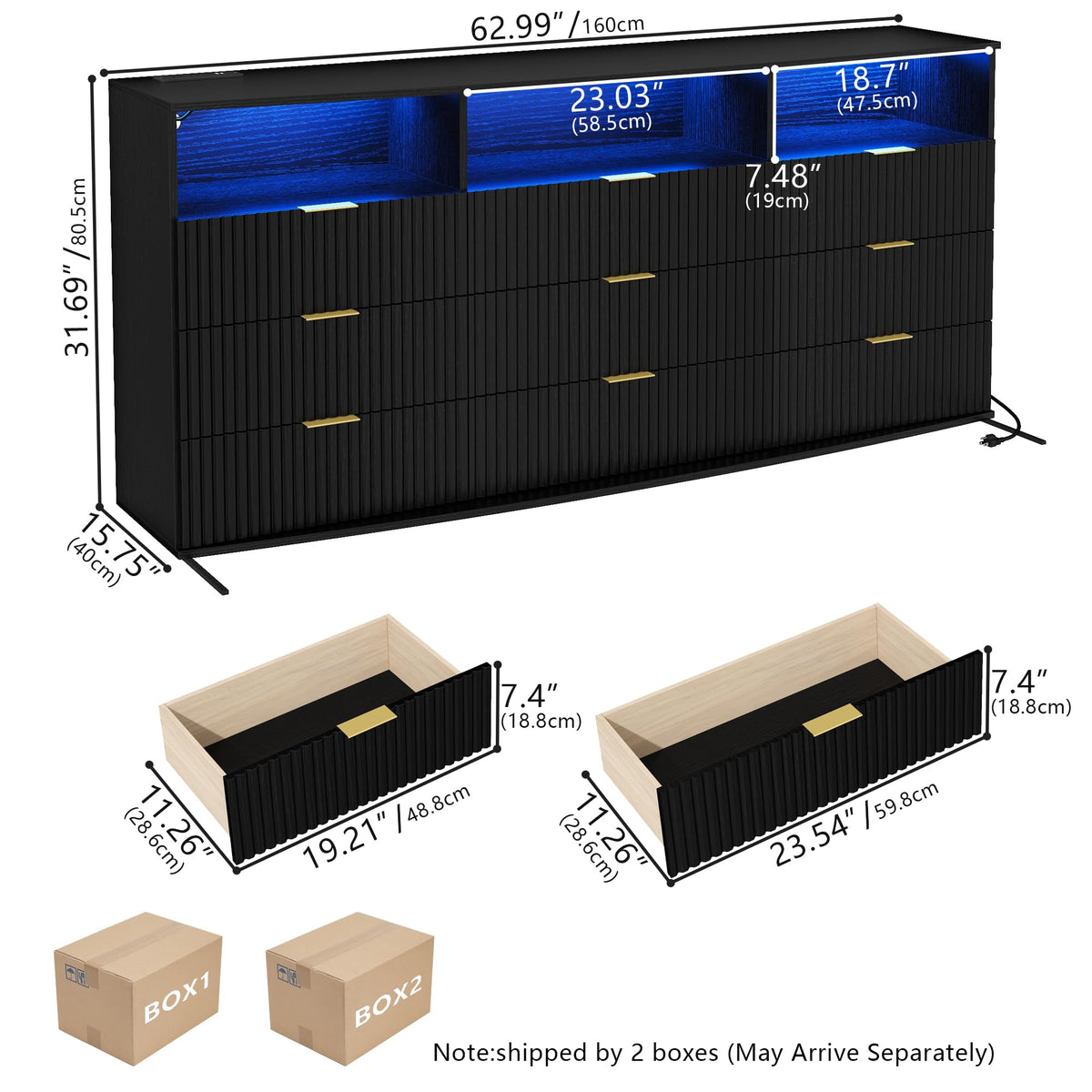 9 Drawer Dresser with 3 Open Cubbies F304