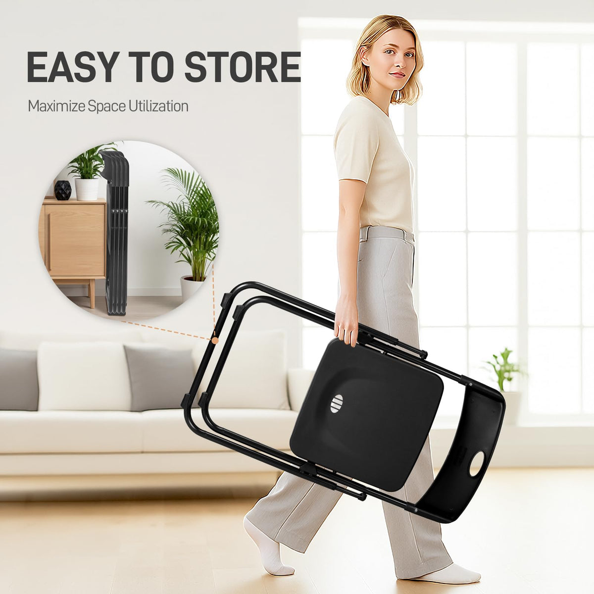 10 PCS Black Plastic Folding Chair V903