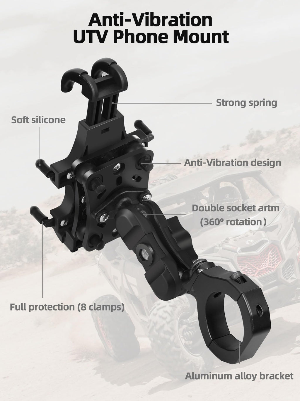 UTV Phone Mount Holder with Vibration Dampener F9509