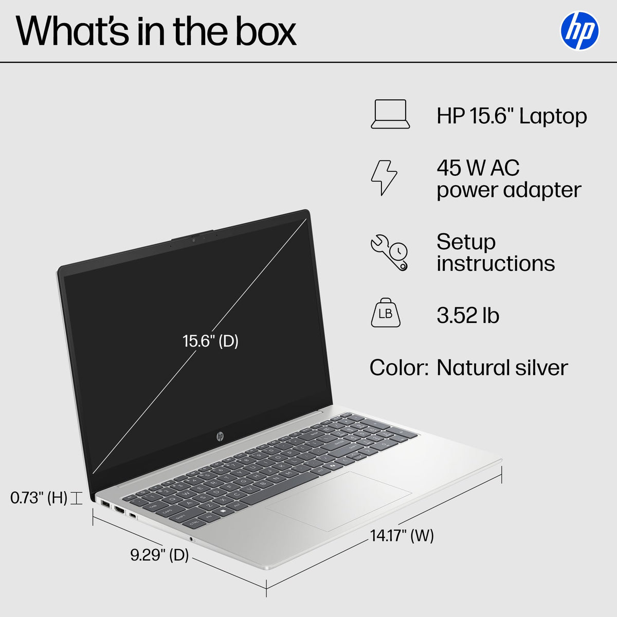 15.6 inch Laptop, AMD Ryzen 7, 8 GB RAM, 512 GB SSD, Natural Silver K88923