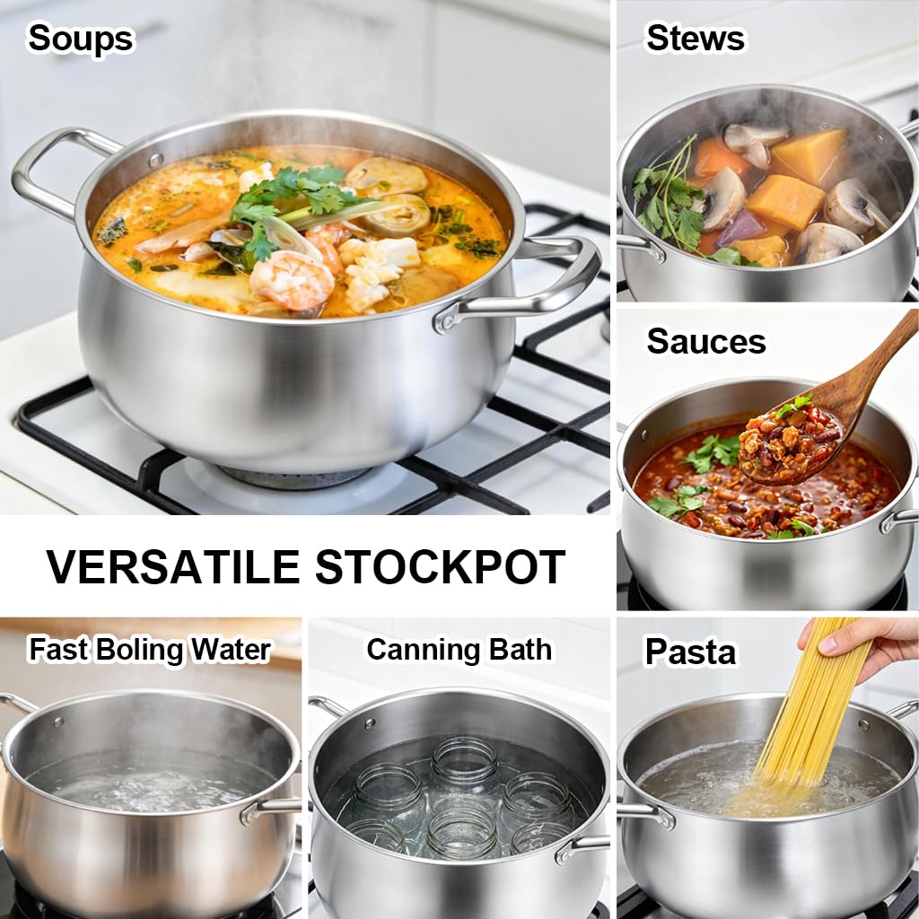 8QT Tri-Ply Stainless Steel Stock Pot with Lid T835512