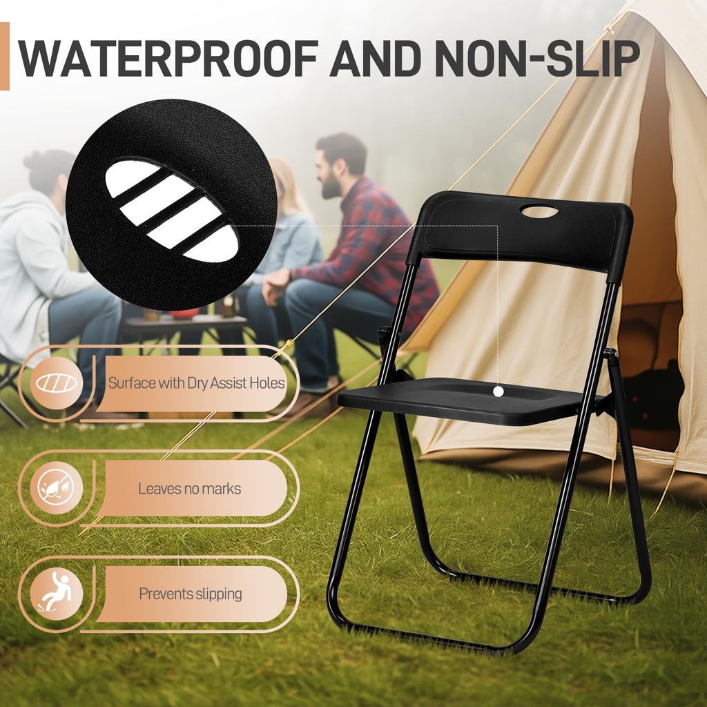 10 PCS Black Plastic Folding Chair V903
