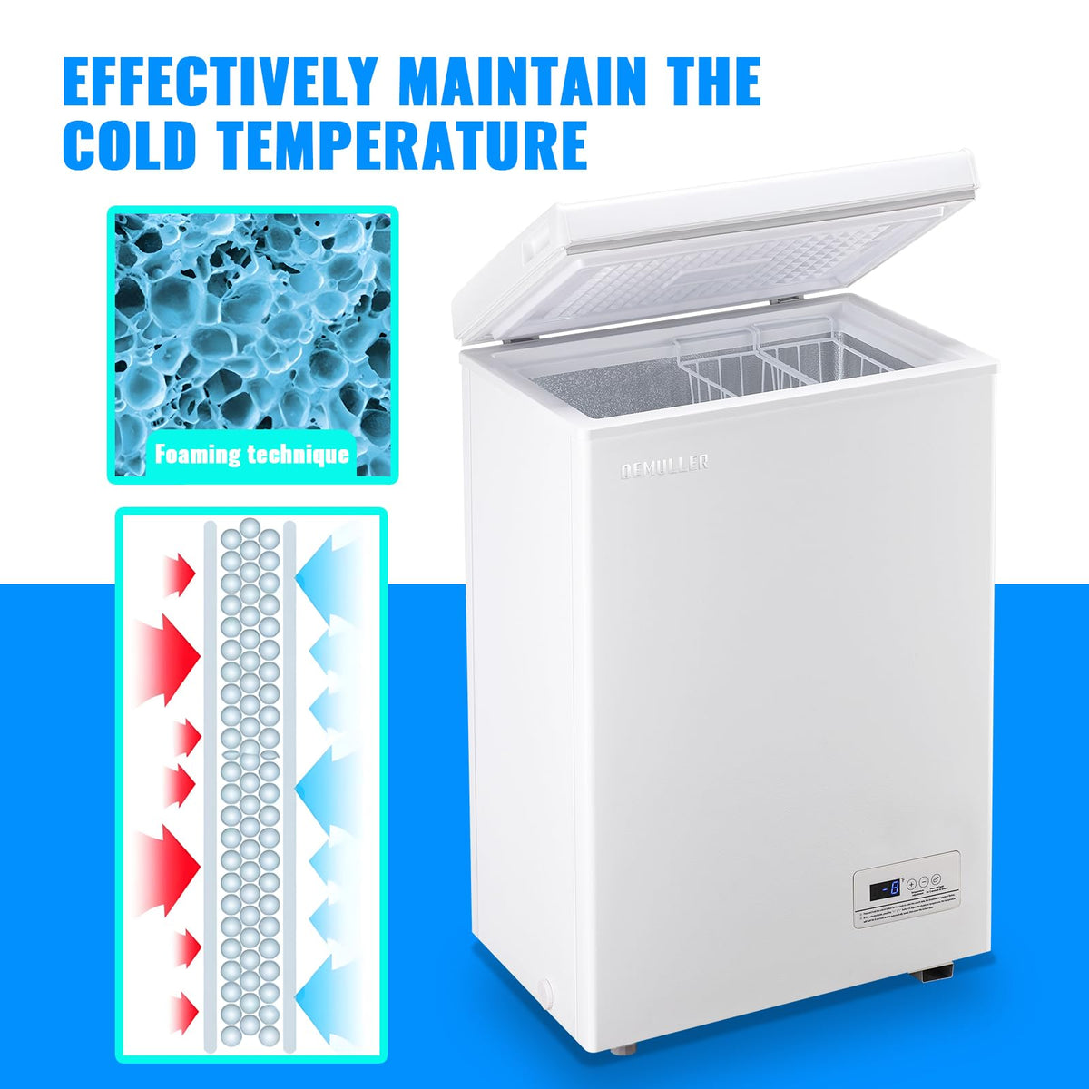 3.5 CU.FT White Chest Freezer with Two Removable Baskets B5635