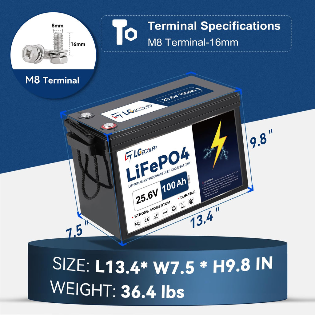 24V 100Ah LiFePO4 Battery with 100A BMS I8018