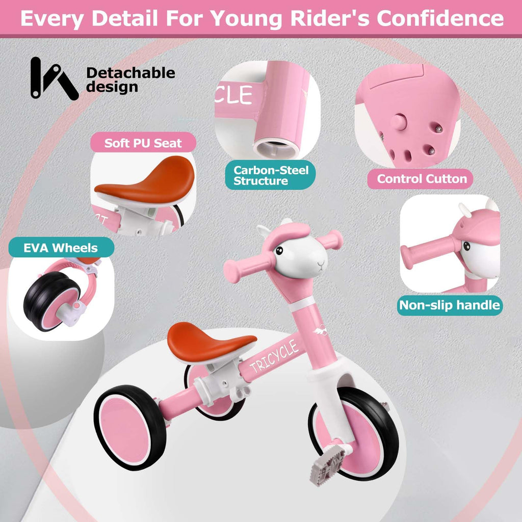 4-in-1 Kids Tricycle with Light & Music U4355