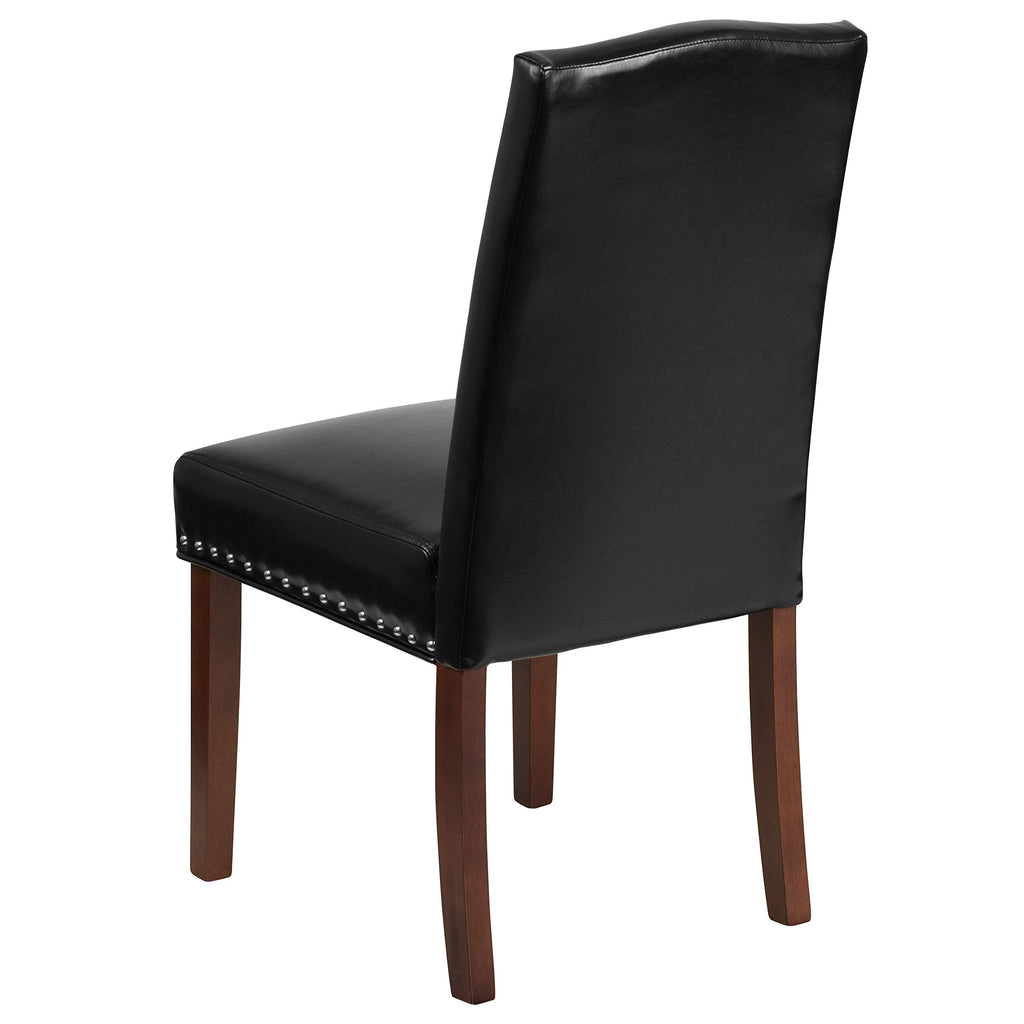 Black LeatherSoft Parsons Chair with Nail Trim W9119