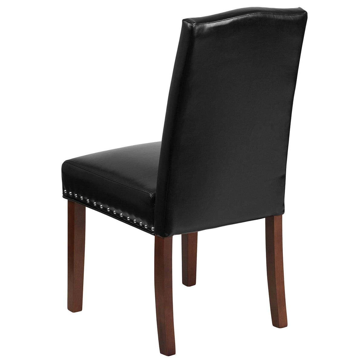 Black LeatherSoft Parsons Chair with Nail Trim W9119