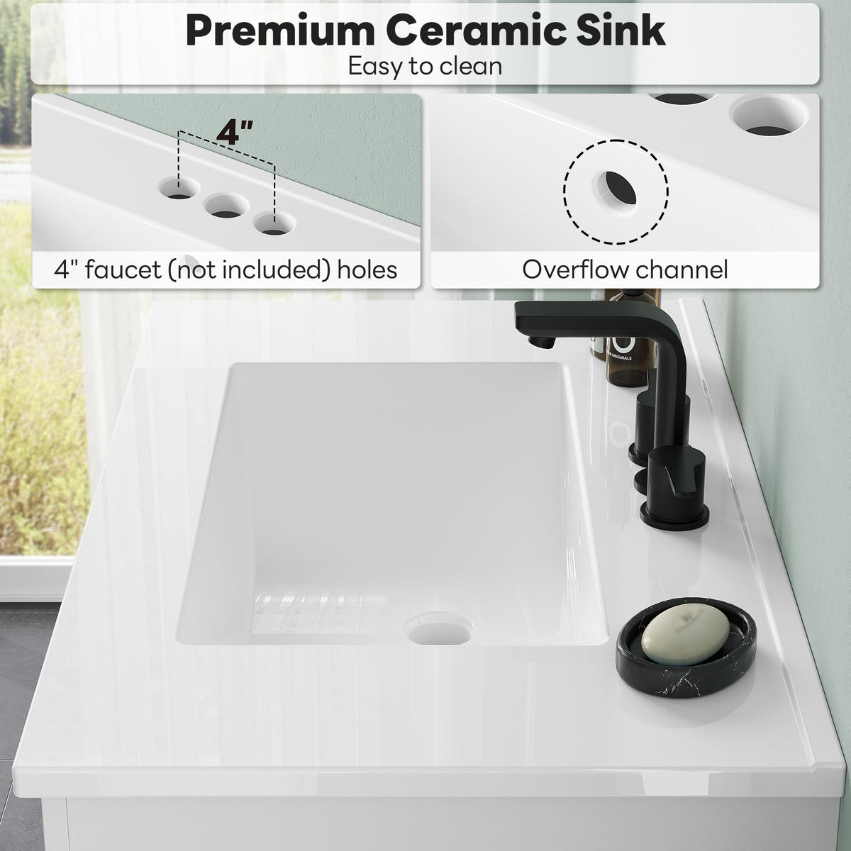 30" White Bathroom Vanity with Sink B572859