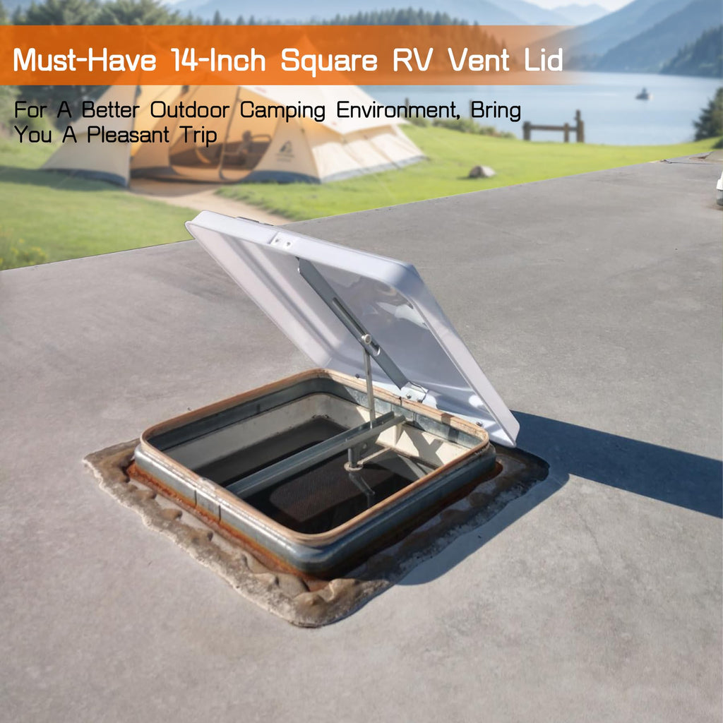 14" White Plastic Square RV Roof Vent Cover F374