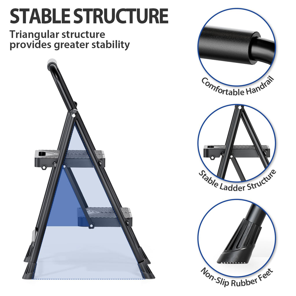 Folding 2 Step Ladder with Anti-Slip Pedals S128756
