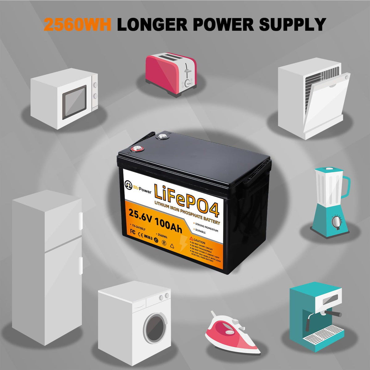 24V 100Ah Deep Cycle LiFePO4 Battery A308