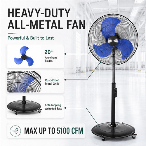20 Inch Oscillating Pedestal Fan with Remote Control O721720