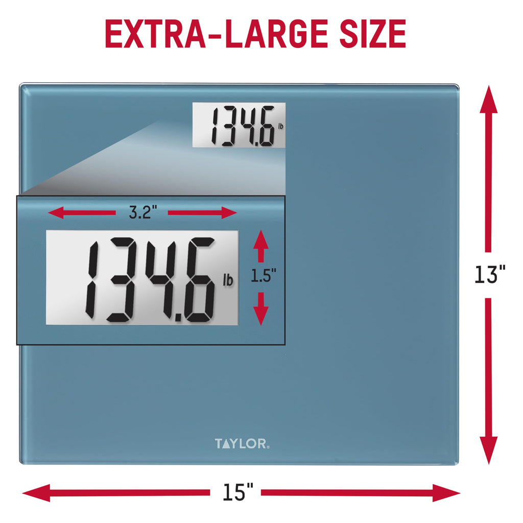 Digital Scale, Extra-Wide 13x15 Glass Platform, Slate Blue F9253