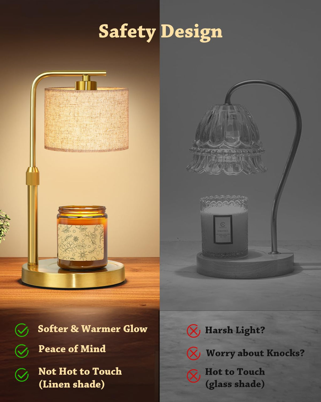 Height Adjustable Candle Warmer Lamp with Timer Dimmer for Jar Candles L831