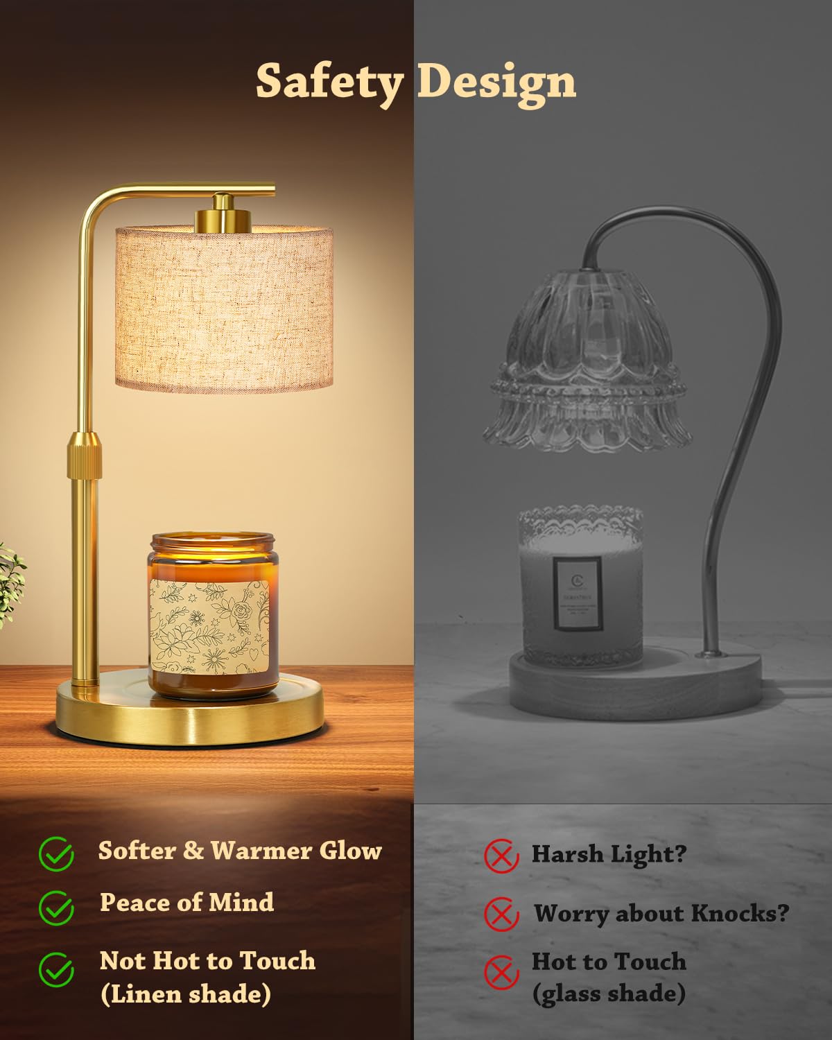 Height Adjustable Candle Warmer Lamp with Timer Dimmer for Jar Candles L831