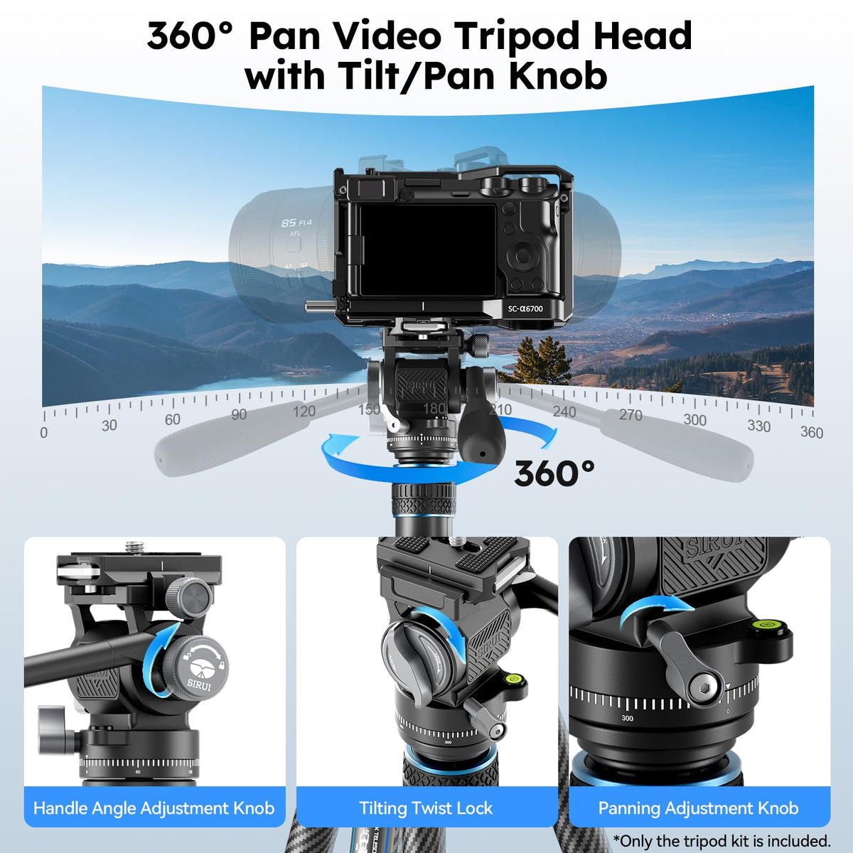 Carbon Fiber Camera Tripod with Fluid Head S825419