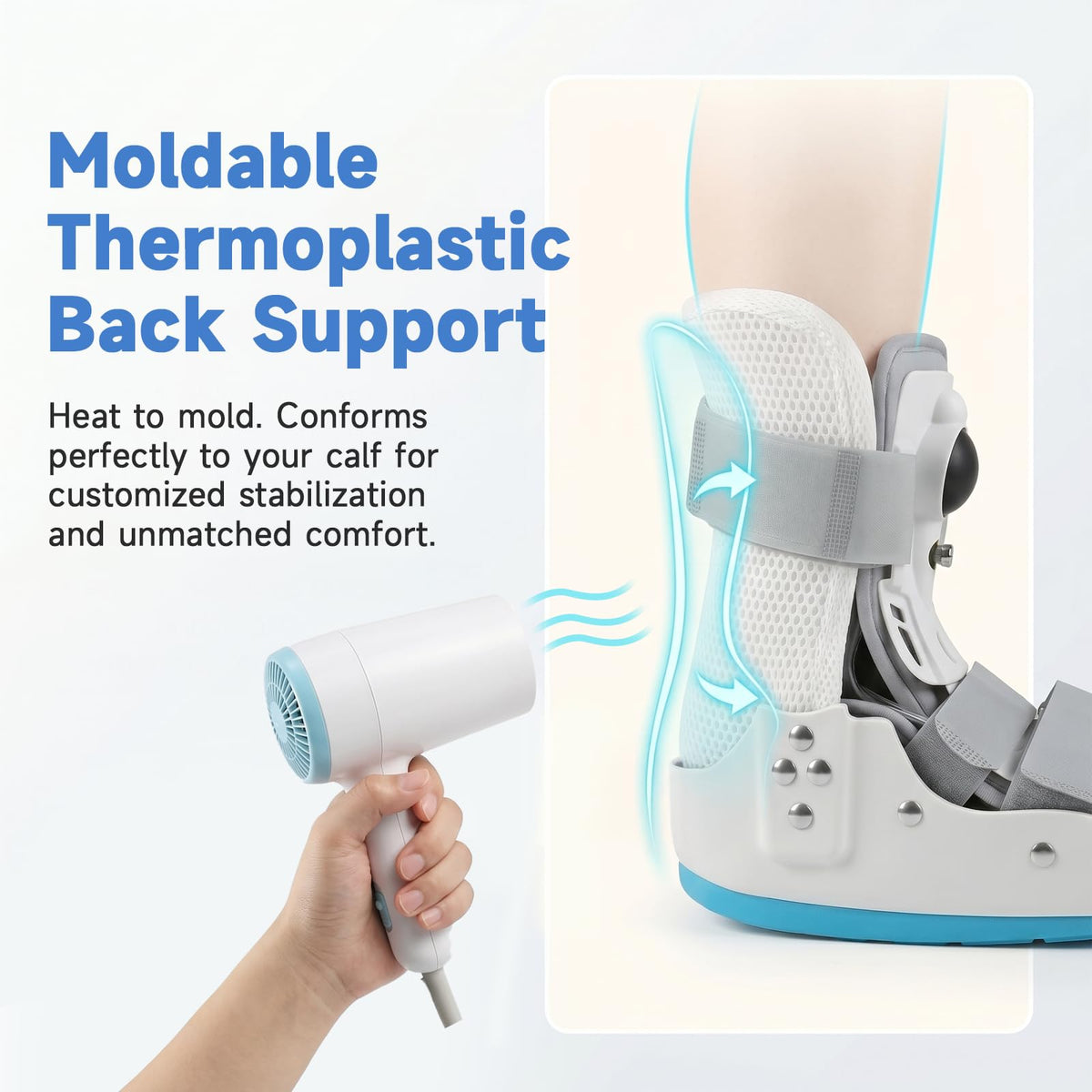 Short Orthopedic Medical Walker Boot with Moldable Thermoplastic Back Support (Large) C381381