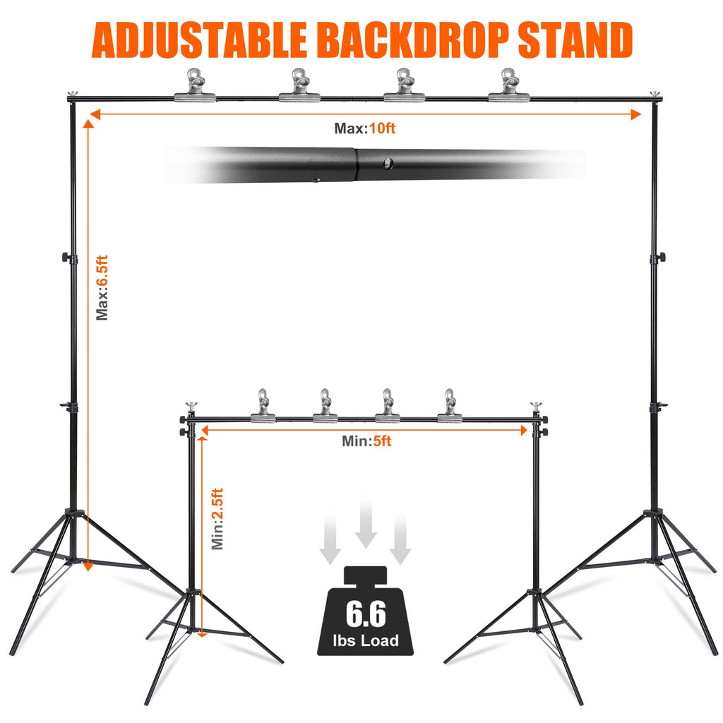 6.5x10FT Portable Backdrop Stand Kit with 4 Steel Clamps Carrying Bag P1316
