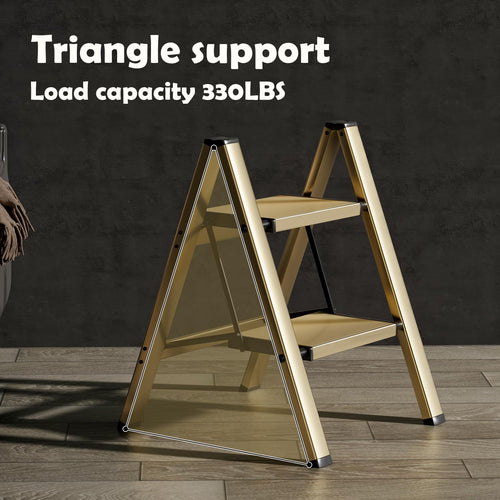 2 Step Aluminum Foldable Step Stool L327582