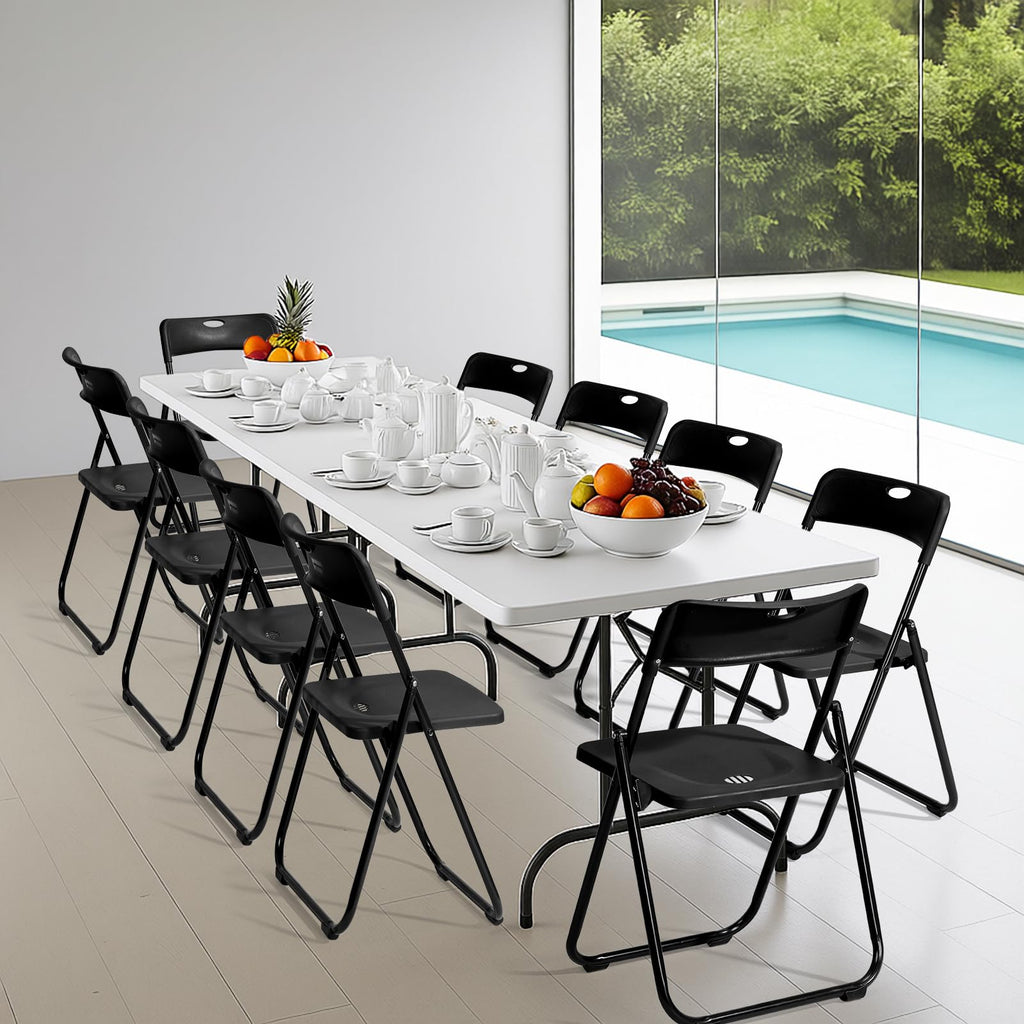 10 PCS Black Plastic Folding Chair V903