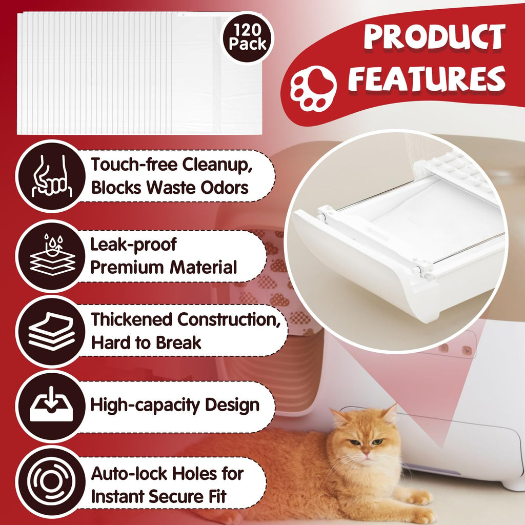 120 Pcs Self-Sealing Drawer Cat Litter Bags N678205