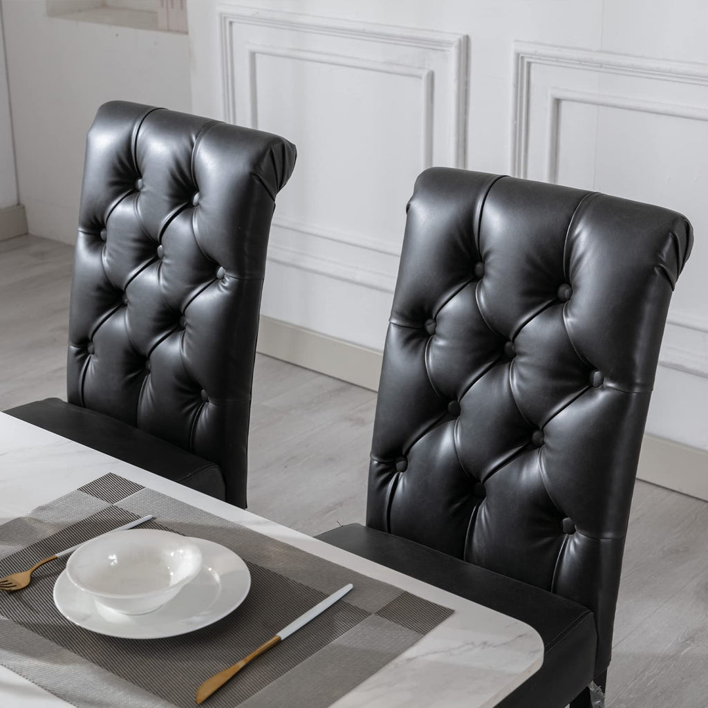 Black PU Leather Upholstered Dining Chairs Set of 4 U403402