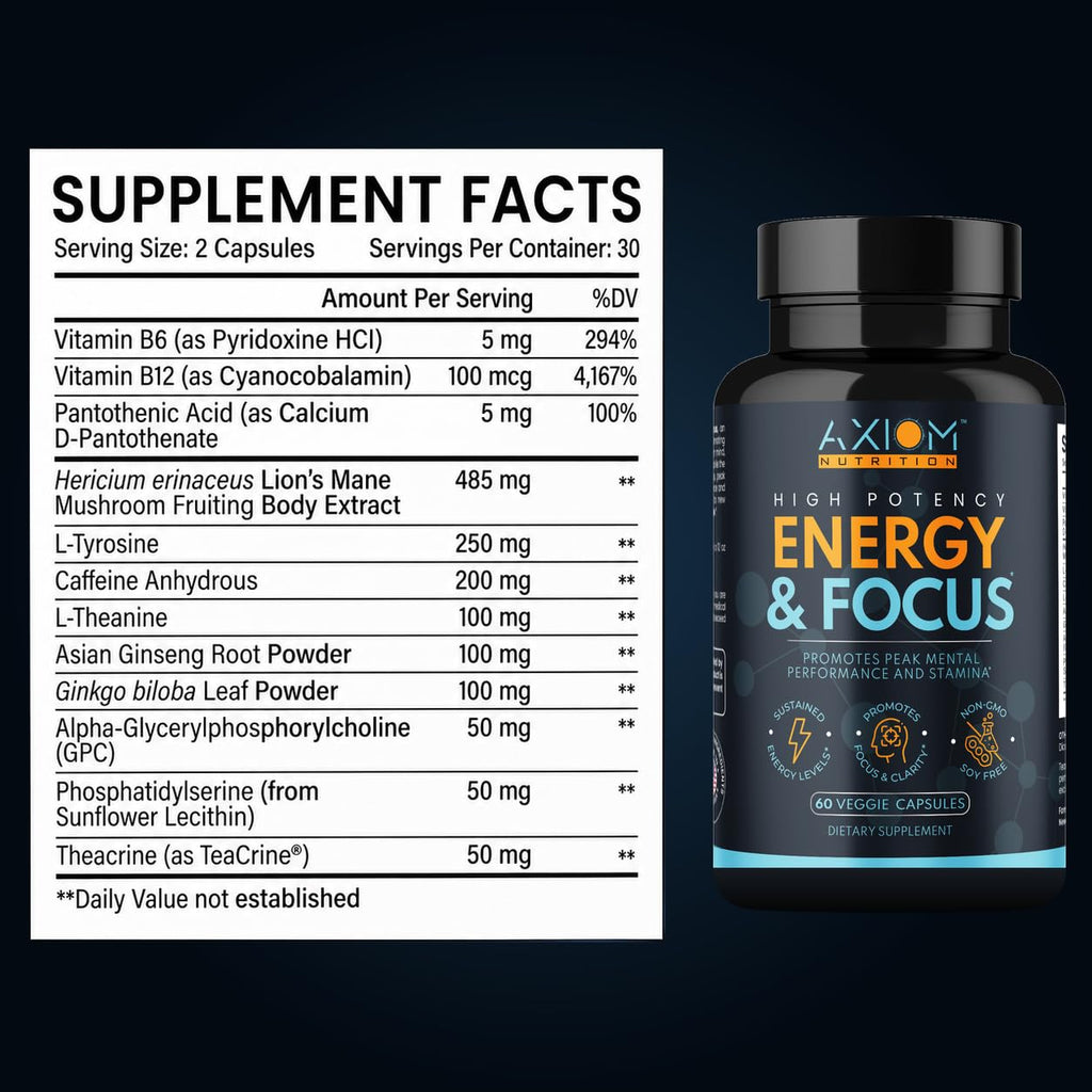 200mg Caffeine Lions Mane Mushroom 60 Capsules W559140